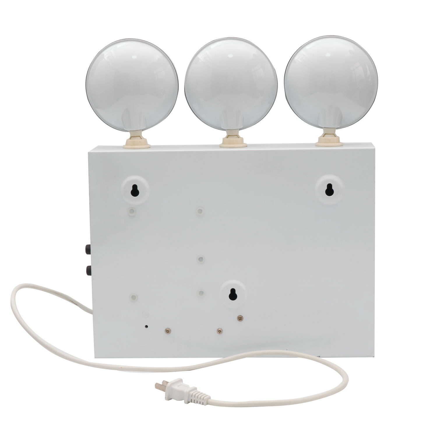 Weißes LED-Notlicht mit drei Köpfen, wartungsfrei, wiederaufladbarer Blei-Säure-Akku. LED-Notlichter